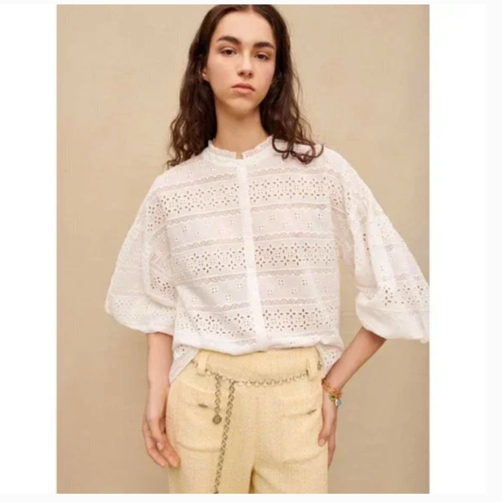 Maje Ceanno Embroidered Blouse Size 0